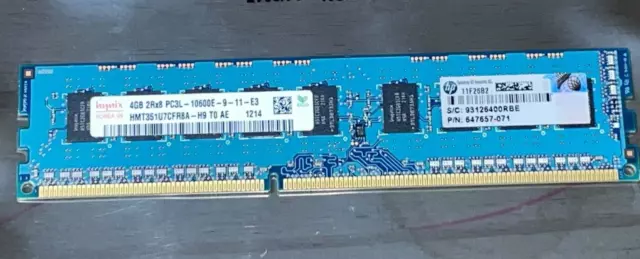 4 GB Hynix HMT351U7CFR8A-H9 T0 AE 2Rx8 PC3L-10600E HP: 647657-071 RAM servidor