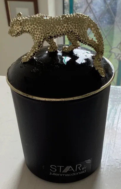 JULIAN MACDONALD  STAR  Black CANDLE  With Gold Leopard New Mothers Day