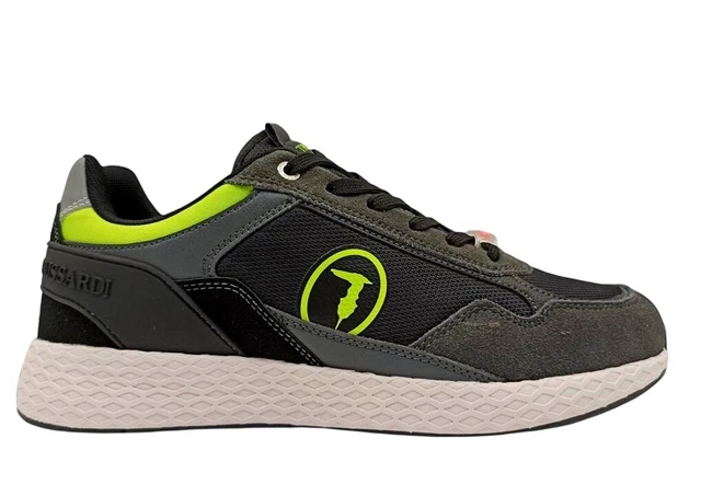 Scarpe Uomo Sneakers Bassa Calzino Tessuto Lycra Grigio Scuro Made In Italy Fondo Antiscivolo Man Casual Moda Giovanile
