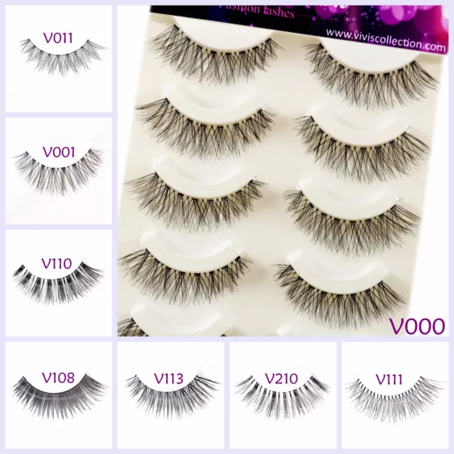 5 Pairs False Eyelashes Long Thick Natural Fake Eye Lashes Set Mink Makeup UK