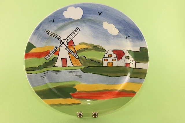 Vintage Delft Blue Pottery Holland Hand Painted Dutch Landscape Plate 8"