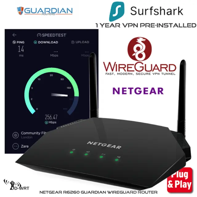 Netgear Guardian Pre-Configured Wireguard VPN Router  No Subscription to Pay