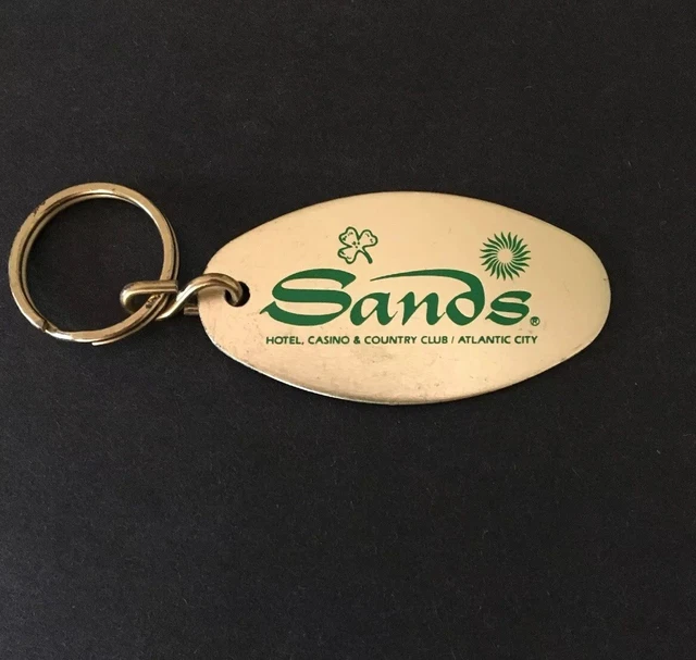 Vintage Keychain SANDS Key Fob Ring ATLANTIC CITY ☘️ Hotel Casino Country Club