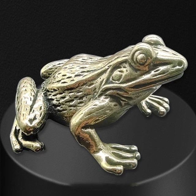 Statue Artisanale Grenouille En Laiton Vintage - Décoration Rétro Crapaud Doré - Sculpture Poétique