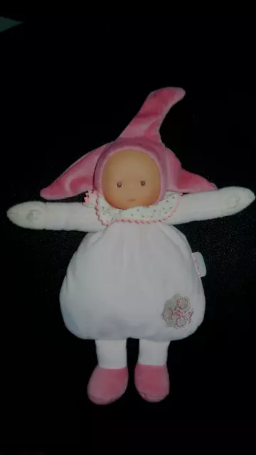 doudou peluche poupée lutin Fleur de coton rose COROLLE