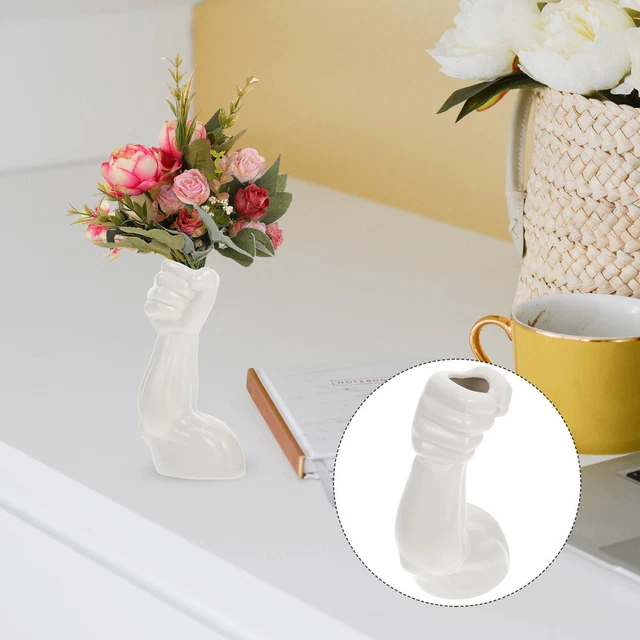 Vaso Da Tavolo In Ceramica Gilde - Colore Argento/grigio - 23 Cm Altezza X 22 Cm Larghezza - Moderno Con Cavità Rotonda