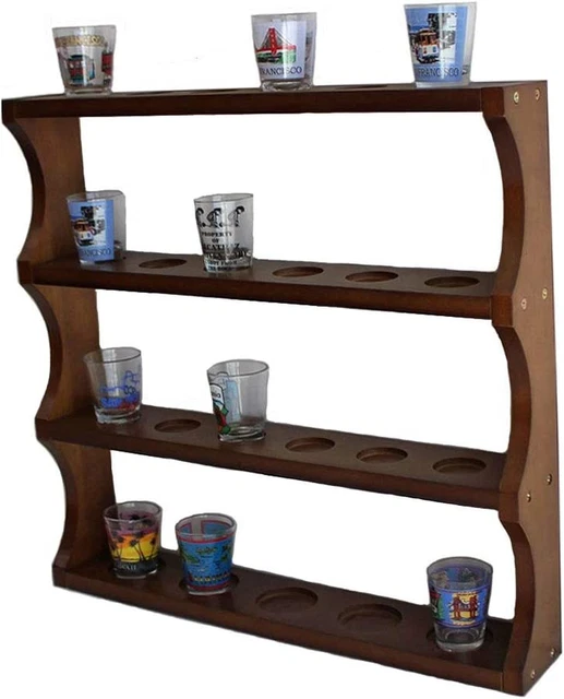 Displaygifts Shot Glass Display Rack Curio No Door Wall Floating Shelves Bar Col