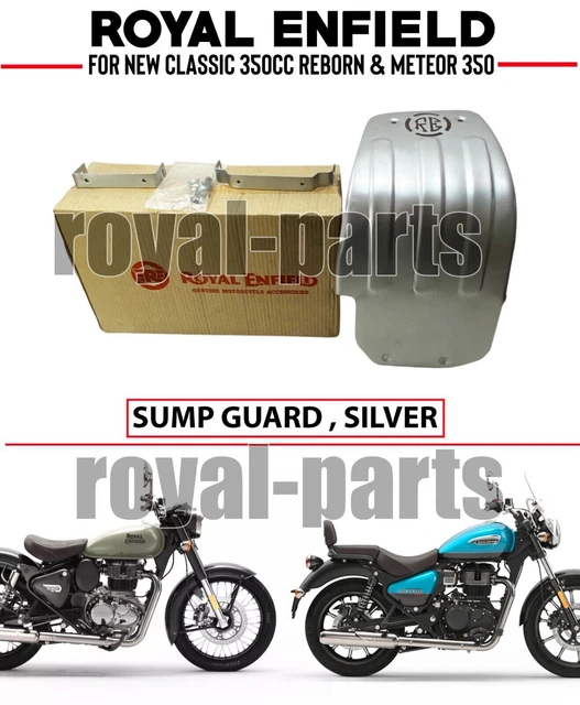 Meteor Guard ROYAL ENFIELD ''SILVER Sump Guard'' For New Classic 350 Reborn & Meteor ...