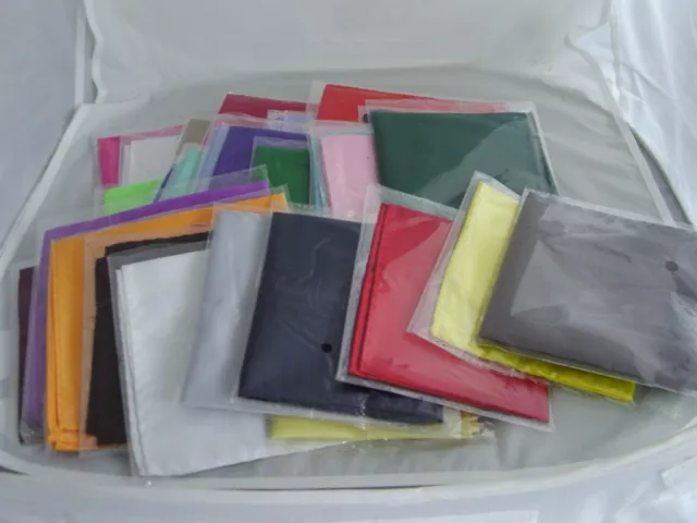 16 Different Polyester Top Pocket Hankies-9" x 9"=23cm-Squares>Job Lot-Wholesale