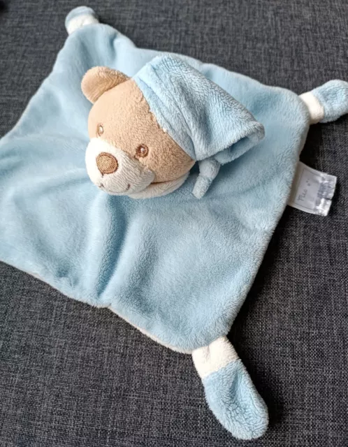 🐻😍Soft MES PETITS CAILLOUX Doudou Ours Plat Carré Bleu