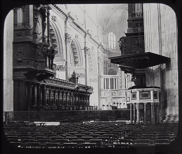Glas magische Laterne Schiebe CHOR ST PAULS KATHEDRALE C1890 FOTO LONDON .. ENGLAND