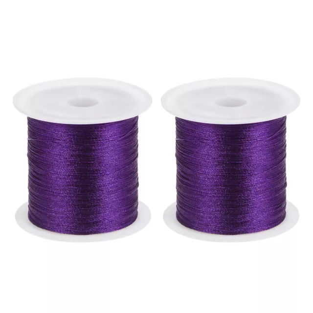 2pcs 0.2mm Corde Satin Soie Découpe Perlage Corde Bracelet Filetage Violet 328pi