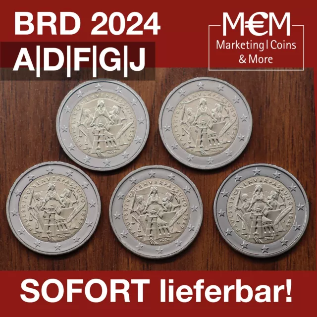 5 X 2 € Euro Deutschland Brd 2024  175. Jubiläum Paulskirchenverfassung Adfgj