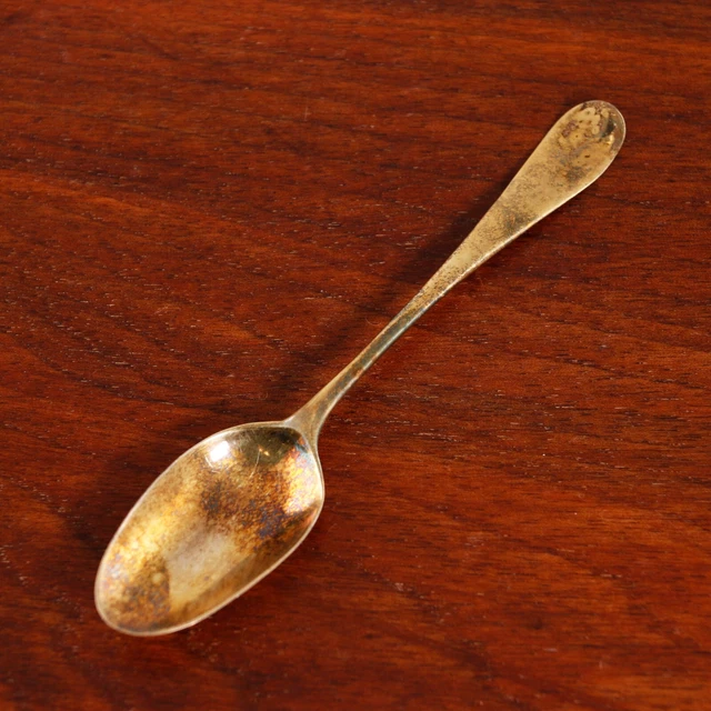 Robert Sallam English Sterling Silver Gilt Teaspoon Hanoverian Fancy Back 1765