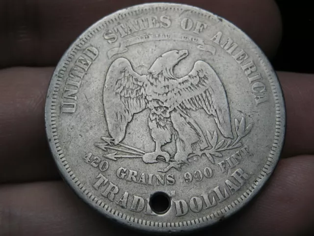 1873 S Silver Trade Dollar- Fine Details 2