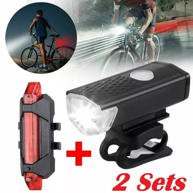 2x Juego de luces para bicicleta de ciclismo LED recargable para bicicleta faro