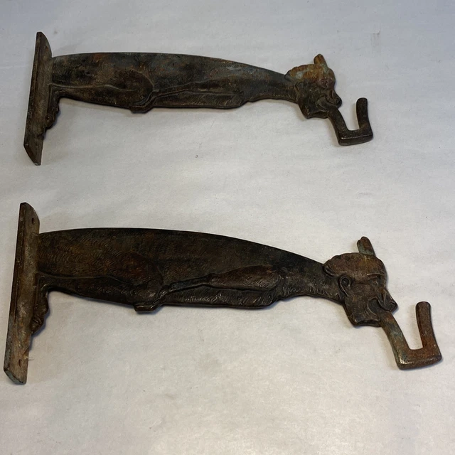 PAIR OF VINTAGE or ANTIQUE ART DECO CAST IRON FIGURAL MONKEY WALL HOOKS PAIR OF VINTAGE or ANTIQUE ART DECO CAST IRON FIGURAL MONKEY WALL HOOKS