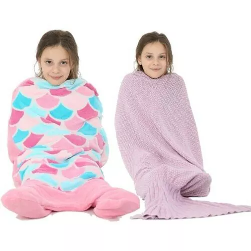 Niños Manta Sirena Cola Suave Polar Mantas Saco de Dormir Disfraz Talla Única