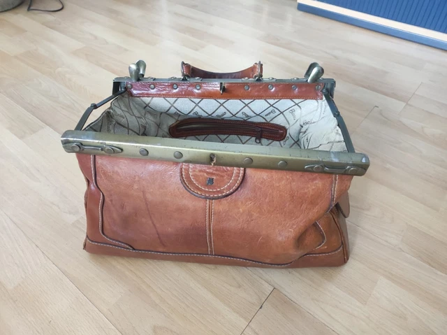 Baio Arzttasche Doktortasche Leder Braun Retro Antik Vintage Reisetasche