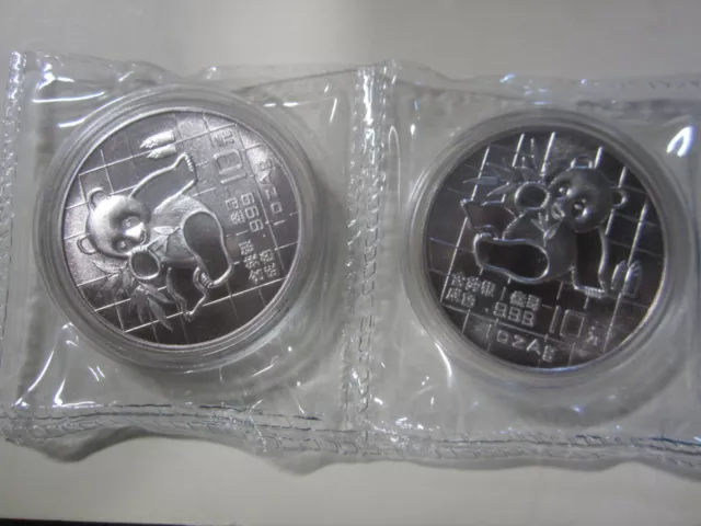 Cina 10 yuan 1989 1 oz moneta d'argento doppia sigillata