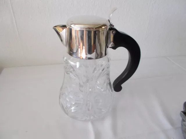 Kalte Ente Kristallglas geschliffen + Metall versilbert Holz Griff 2,5 liter