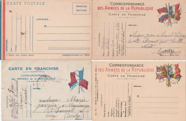 4  CPA Correspondance Militaire Guerre 14/18