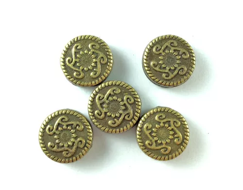 10mm Decorative Roped Coin Bead Antique Brass Silver Plated Lead Safe Alloy Q24