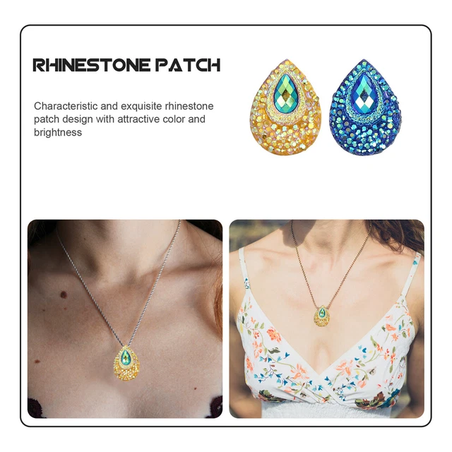 100PCS Flache Rückseite Teardrop Nähen Patch Strass Nähen Beadds 9