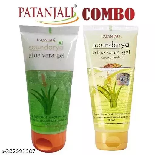 Patanjali Aloevera Gel 150 ml + Saundarya Aloe vera gel kesar chandan 150 ml