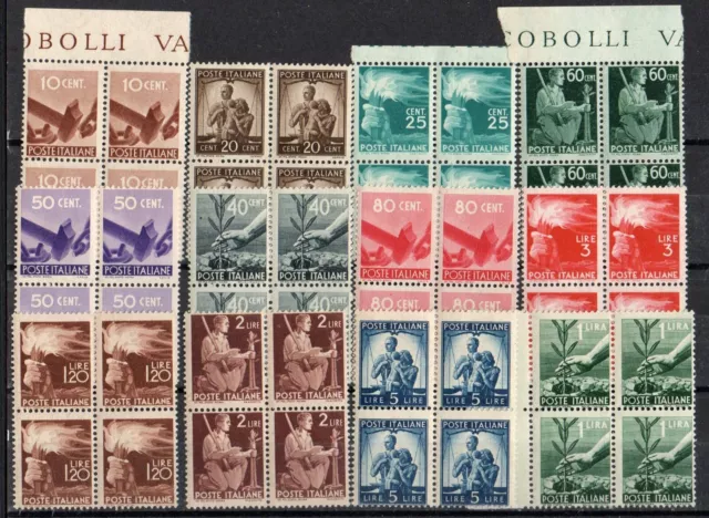 1945 Italia Repubblica "Democratica" Lotto Valori In Quartina Nuovo Mnh**