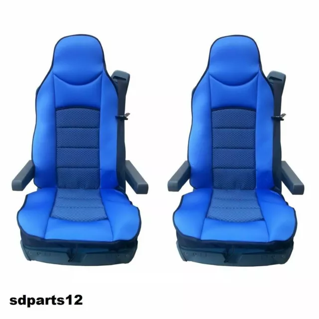 2x Bezüge Couvre-Siège Textil Blau Universal Passend Bei Volvo FH12 Fh 16 Fl