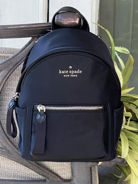 KATE SPADE CHELSEA Nylon Mini Small Backpack Black Tote Travel Bag ...