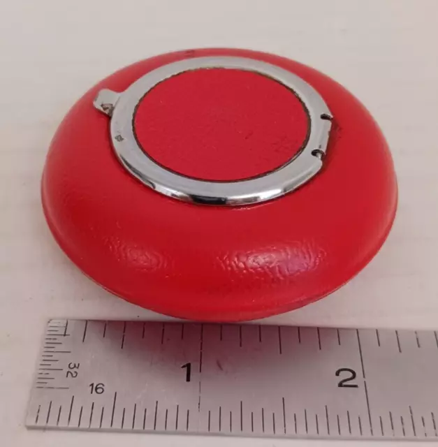 Vintage Red Retro Mid Century 1970's Metal Travel Portable Button 2.5" Ashtray