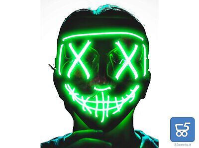 Horror Fosforescente Cosplay V per Vendetta Light Blue Maschera di Halloween con luci a LED per Feste zinsp Il Prodotto Non Contiene batterie 
