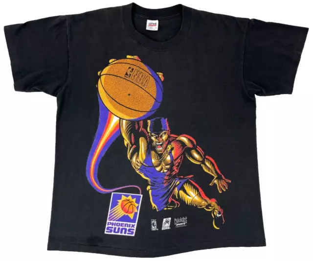 VINTAGE Phoenix Suns Shirt Large Black NBA Basketball Single Stitch 90s 1994 USA
