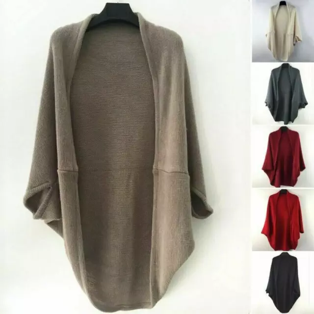 Poncho Sweater Open Cape Cardigan Ladies Womens Oversizeds Batwing Waterfall