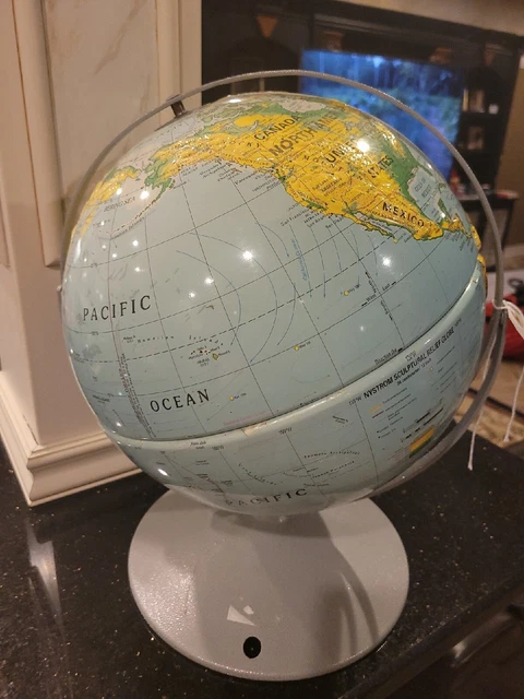 Nystrom Globe World Sculptural Relief 12 Inch Double Axis Vtg 90s
