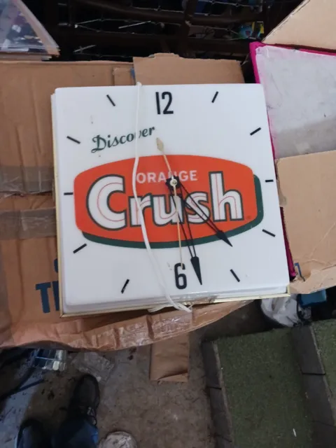 Vintage Discover Orange Crush Lightup Clock Works