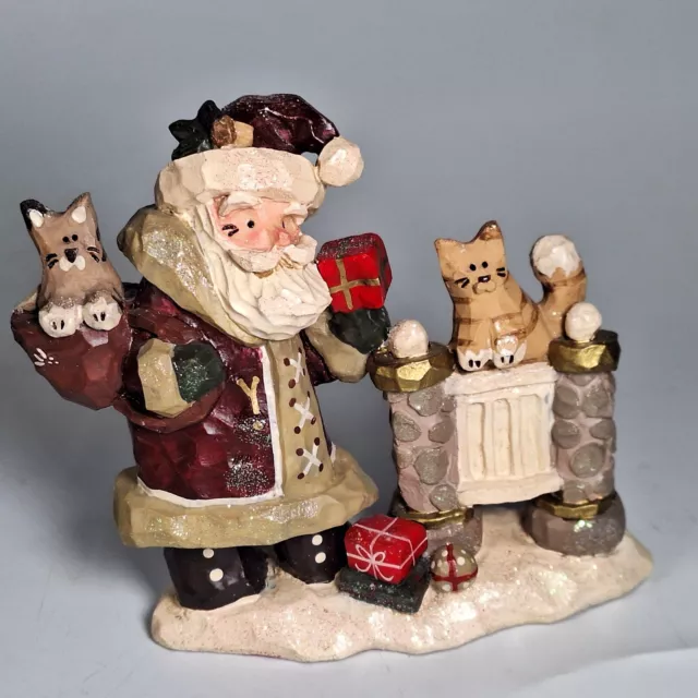 Kurt S Adler Christmas Village Snowtown Santa Pets Cats Figurine RARE  * READ *