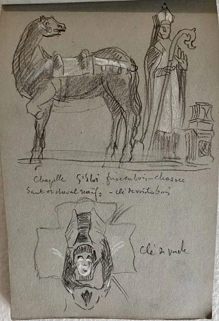 CARNET DE 28 croquis de 1925 dont 3 nues par le peintre Georges CAPGRAS ...
