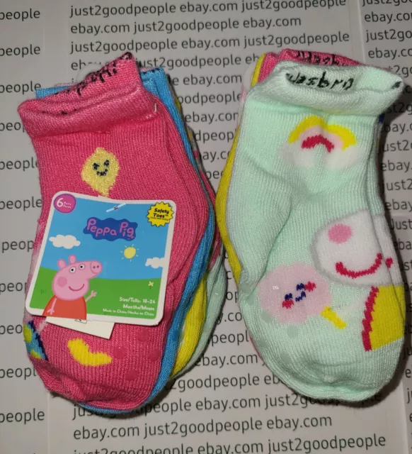 Peppa Pig Socks Toddler Baby 18-24 mo. No slip safety 12 Pair Total BRAND NEW!!!