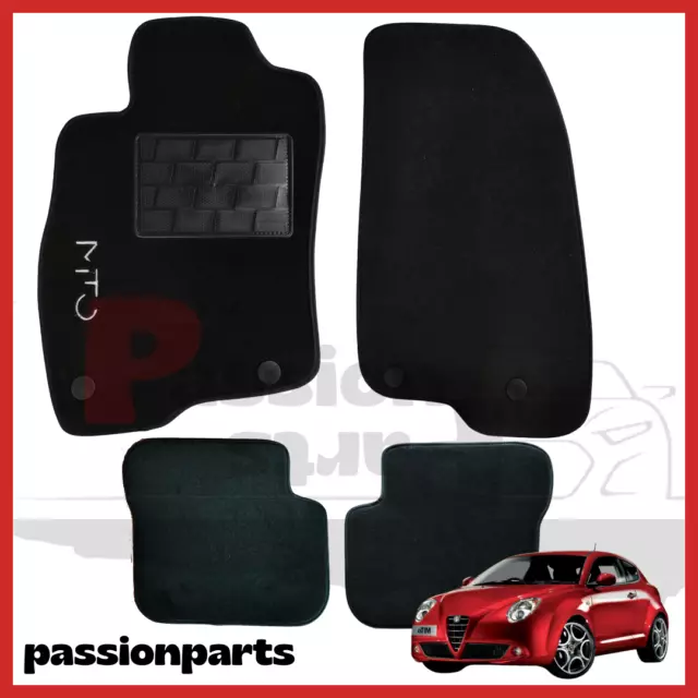 Tappetini Tappeti Alfa Romeo Mito In Moquette Con Ricamo Con 4 Attacchi