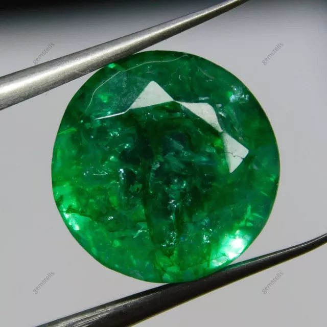 6 Ct Natural Colombian Emerald Round Shape Green Certified Loose Gemstone 2