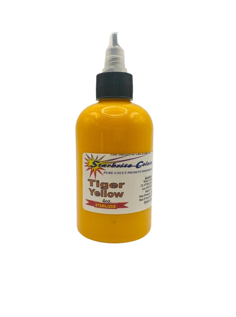 Tinta para tatuaje STARBRITE hecha en EE. UU. 4 oz amarillo tigre regular al por menor $35.25