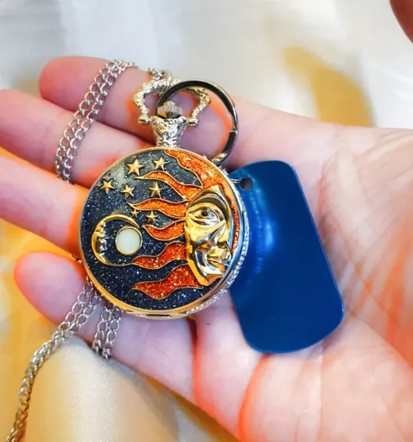 Sun Galaxy Sky Pocket Watch And Chain Quartz Pocket Watch Gift Wedding Gift