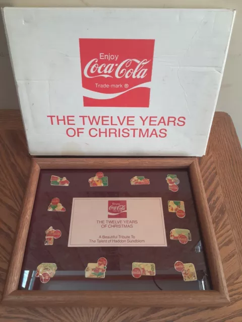 Coca Cola Coke Santa LTD Collection 12 Years Of Christmas Framed Box Pin Set NIB