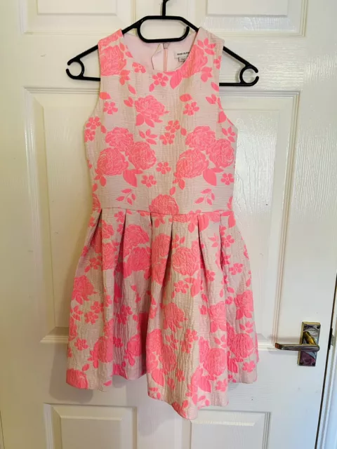 Pink Floral Lined River Island Dress Age 11 Years 146cm 10/11 11/12 (B3819)