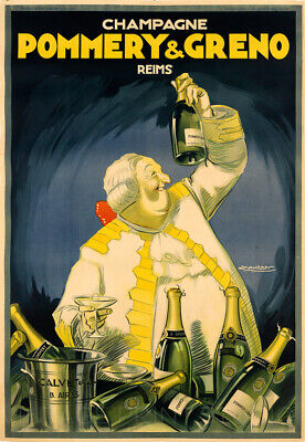 French Champagne Pommery & Greno 1928 Vintage Art Deco Giclee Canvas Print 20X29