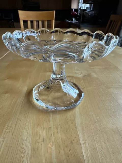 Heisey Signed Glass Colonial Clear Paneled Cheese Stand Stem 373-341 1907-1956