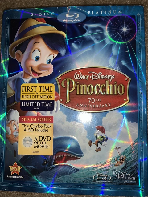 Pinocchio (Blu-ray/DVD, 2009, 3-Disc Set, 70th Anniversary Platinum Edition)